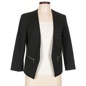 Express Women's Collarless Black Blazer with zipper detail Size 0